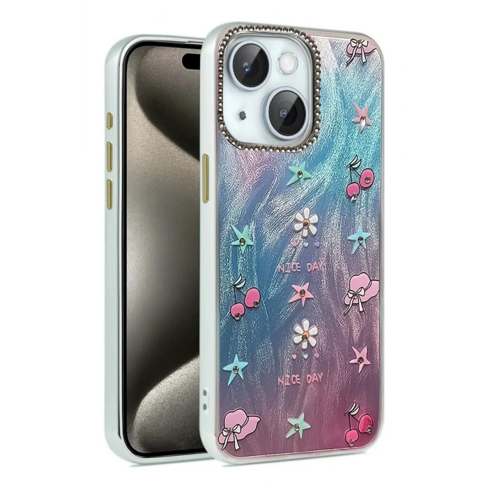 iPhone 15 Plus Kılıf Blade Aynalı Desenli Kapak - Desen 4