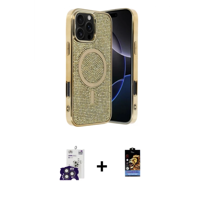iPhone 16 Pro Max Kılıf Eksen Çizgi - Siyah Buffer Hayalet Cam Ekran Koruyucu + Bilvis Titan Kamera Lens - TMGI