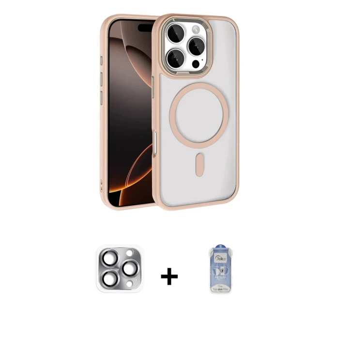 iPhone 16 Pro Max Kılıf Kıvılcım Prime - Siyah Joko Magic 5D Cam + Pers Alüminyum Kamera Lens - GI