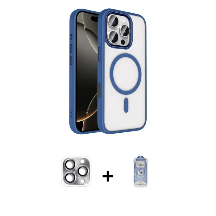 iPhone 16 Pro Max Kılıf Kıvılcım Prime - Siyah Joko Magic 5D Cam + Pers Alüminyum Kamera Lens - GI