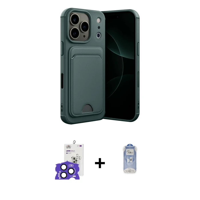 iPhone 17 Pro Max Kılıf Vadi Çizgi Prime - Siyah Joko Magic 5D Cam + Bilvis Titan Kamera Lens - LT
