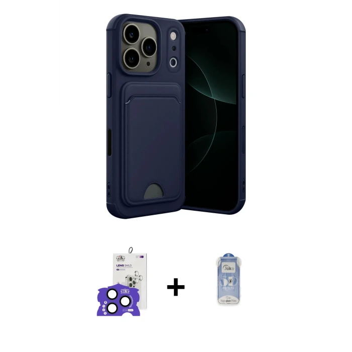 iPhone 17 Pro Max Kılıf Vadi Çizgi Prime - Siyah Joko Magic 5D Cam + Bilvis Titan Kamera Lens - LT