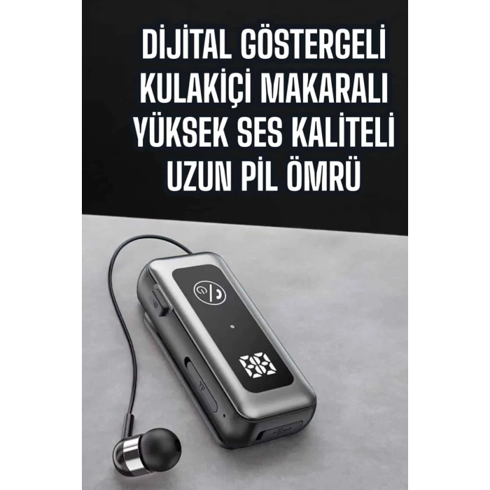 Kablolu Makaralı Bluetooth Kulaklık Uzun Pil Ömrü Dijital Göstergeli