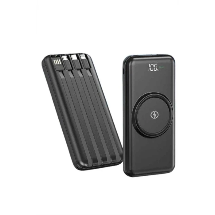 Kablosuz Çoklu Şarj Girişli 10.000 Mah Kablolu Powerbank Taşınabilir