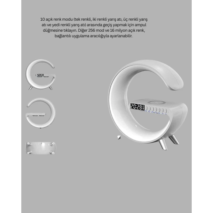 Kablosuz Şarjlı Atmosfer Lambası Bluetooth Hoparlör Ve Akıllı Alarm Özellikli