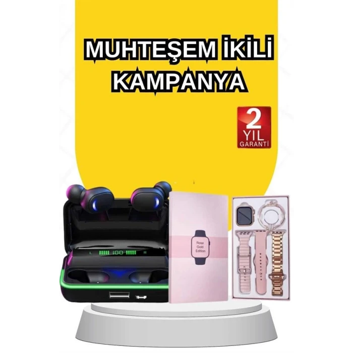 Kadınlara Özel Bileklik Hediyeli Akıllı Saat Ve Dijital Göstergeli Anc Özellikli Bluetooth Kulaklık