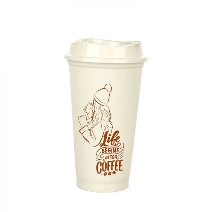 Kahve Bardağı - Kapaklı Beyaz 473 ml