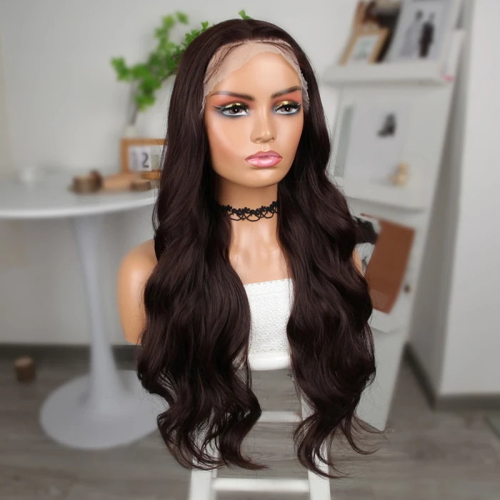 Kahve Karamel Fiber Sentetik Geniş Dalgalı Tül Peruk