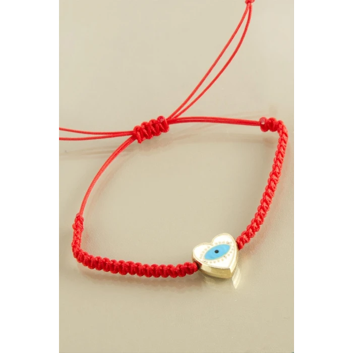 Kalp Göz Makrome Örgülü Bileklik
