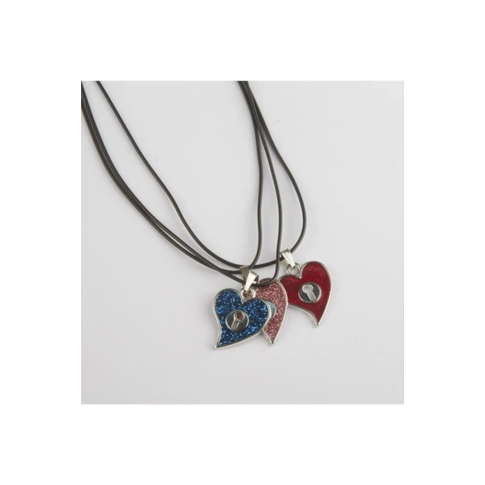 Kalp Metal Vinlex Deri Kolye