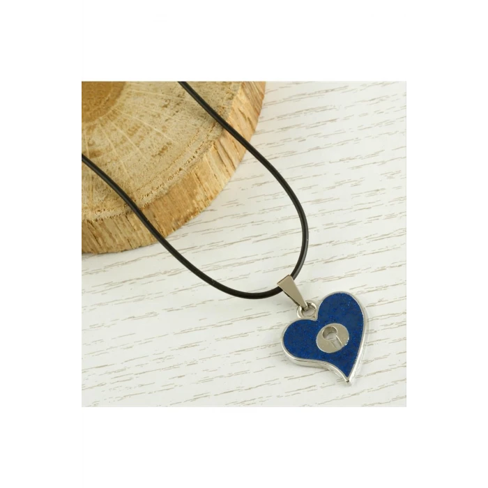 Kalp Metal Vinlex Deri Kolye