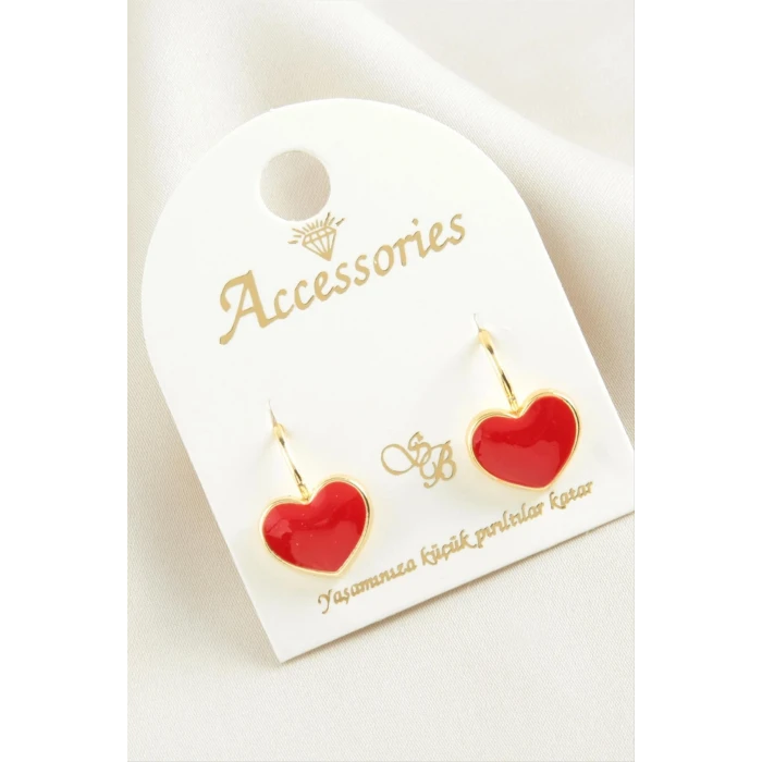 Kalp Mineli Klipsi Küpe