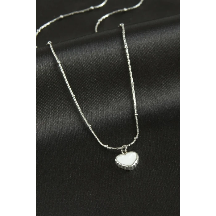 Kalp Sedef Lüks Çelik Kolye