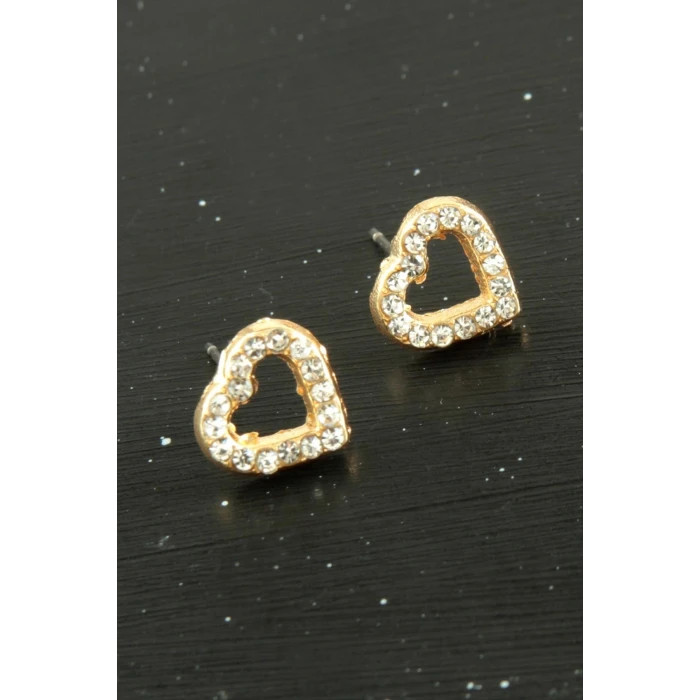 Kalp Taşlı Minik Küpe