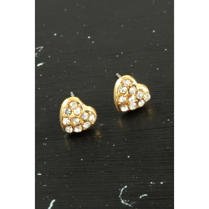 Kalp Taşlı Minik Küpe