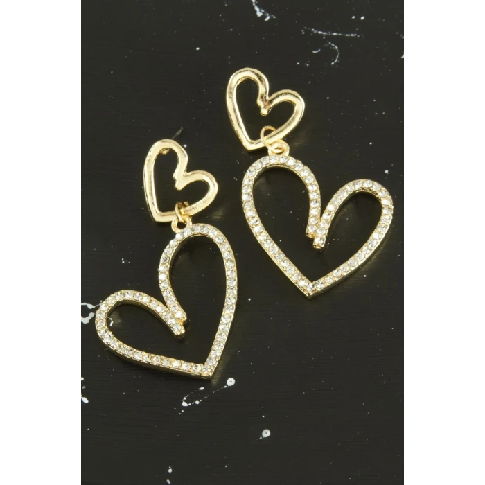 Kalp Yeni Sezon Taşlı Küpe