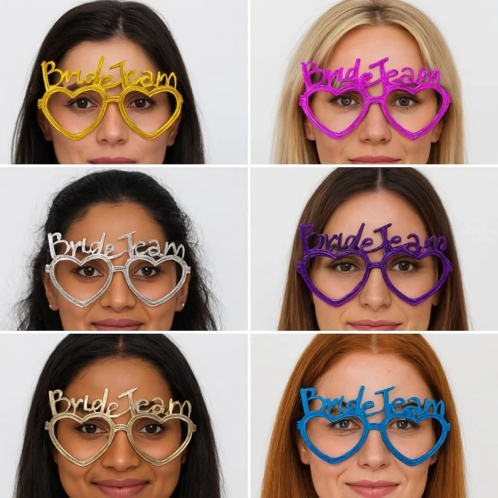 Kalpli Bride Team Gözlük Seti 6 Renk - Kına &amp;amp; Düğün Partileri İçin (4887)