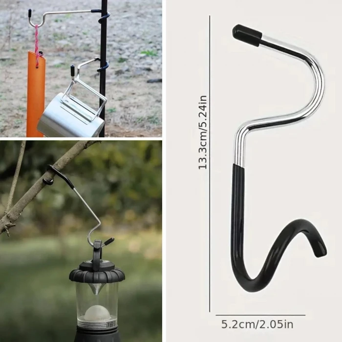 Kamp İçin Çok Fonksiyonlu S-Şekilli Direk Askısı Kaymaz Paslanmaz Çelik Eşya Asma Kancası (4887)