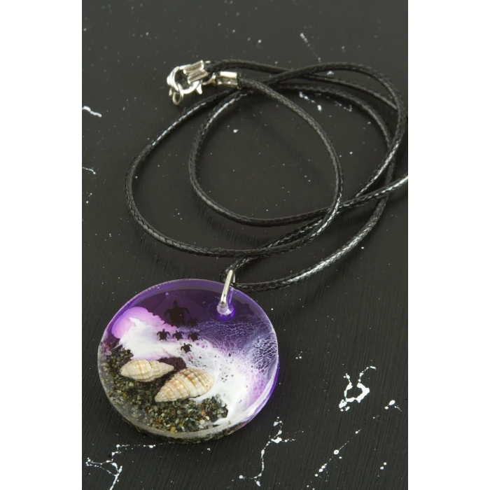 Kaplumbağa Deniz Efektli Epoksi Kolye