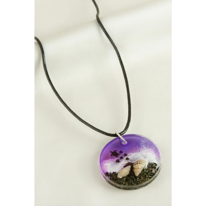 Kaplumbağa Deniz Efektli Epoksi Kolye