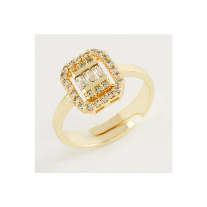 Kare Baget Taşlı Yüzük