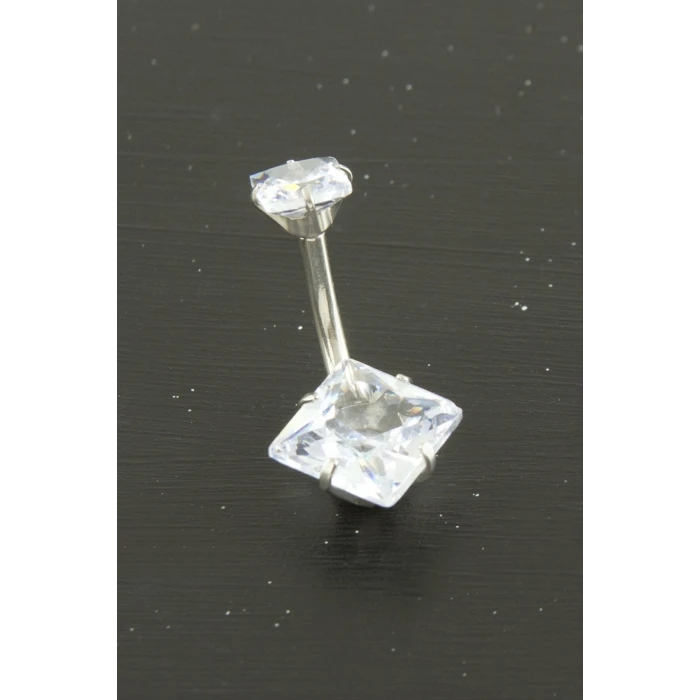 Kare Zirkon Taşlı Çelik Piercing 1 Adet