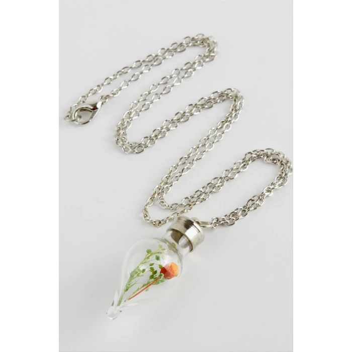 Karışık Renkli Çiçek Fanus Canlı Kolye