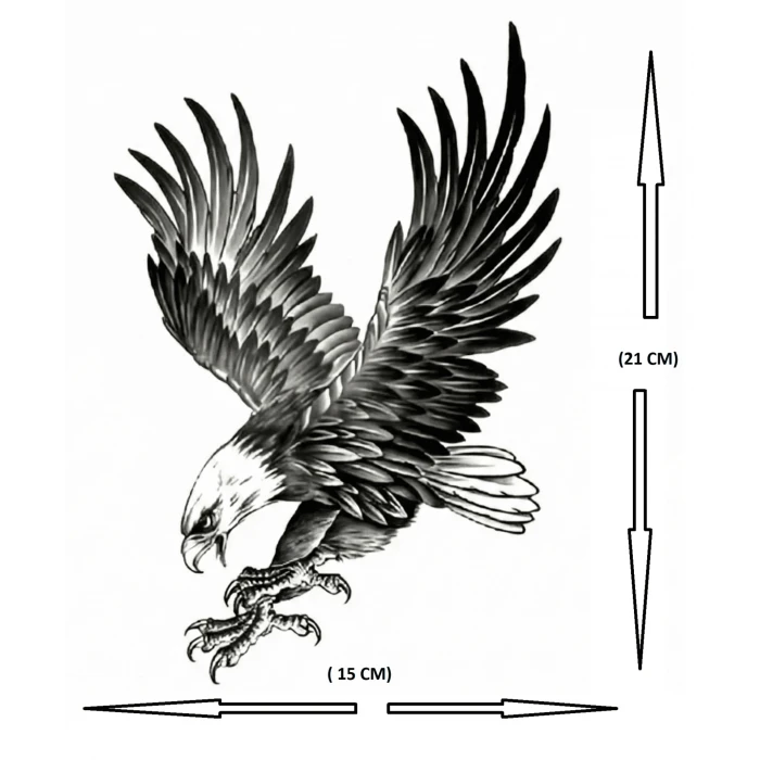 Kartal Geçici Dövme Şablonu Büyük Boy