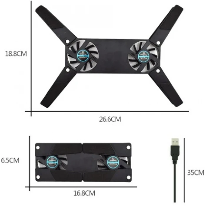 Katlanabilir Laptop Soğutucu 2 fanlı (4887)