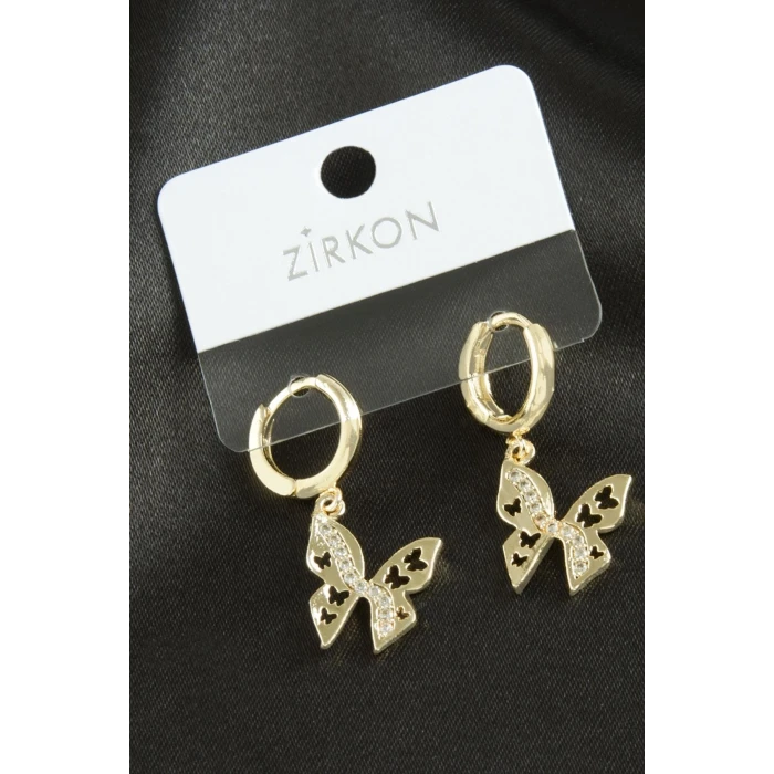 Kelebek Zirkon Taşlı Küpe