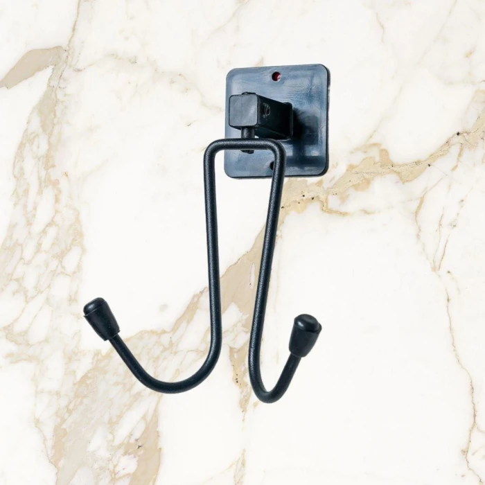 Kendiliğinden Yapışkanlı Siyah Paslanmaz Metal Bornoz ve Havlu Askılığı (K95)