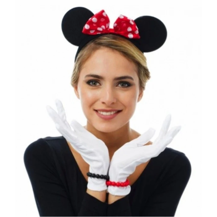 ieg™ Kırmızı Fiyonklu Minnie Mouse Tacı ve Beyaz Eldiven Seti