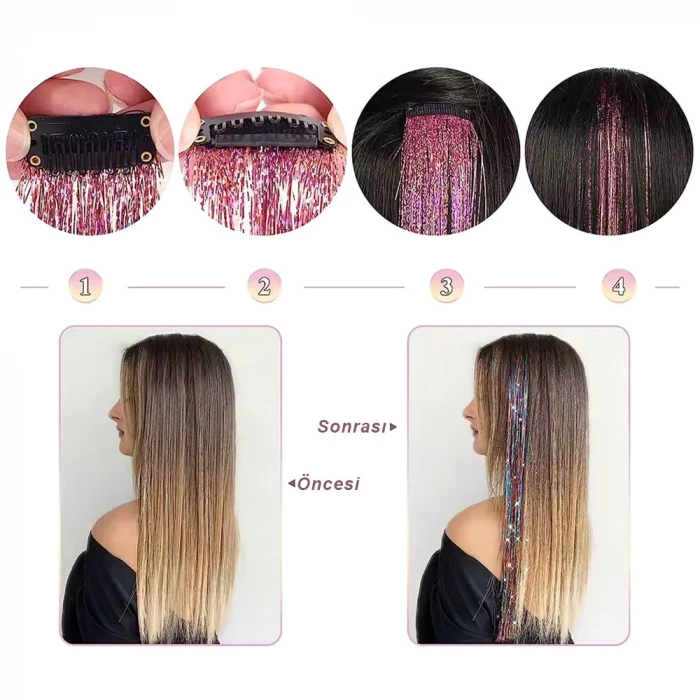 Klipsli Hair Tinsel Saç Simi - HTK12