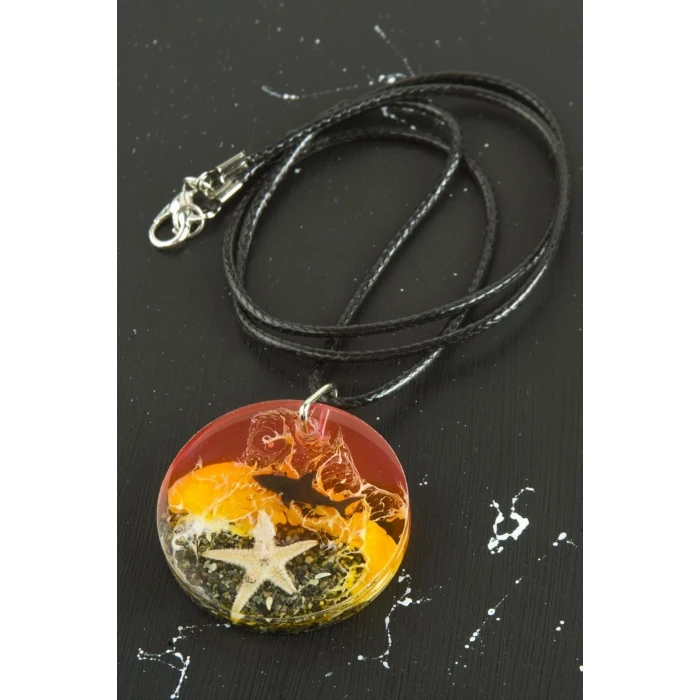 Köpek Balığı Gün Batımı Epoksi Kolye