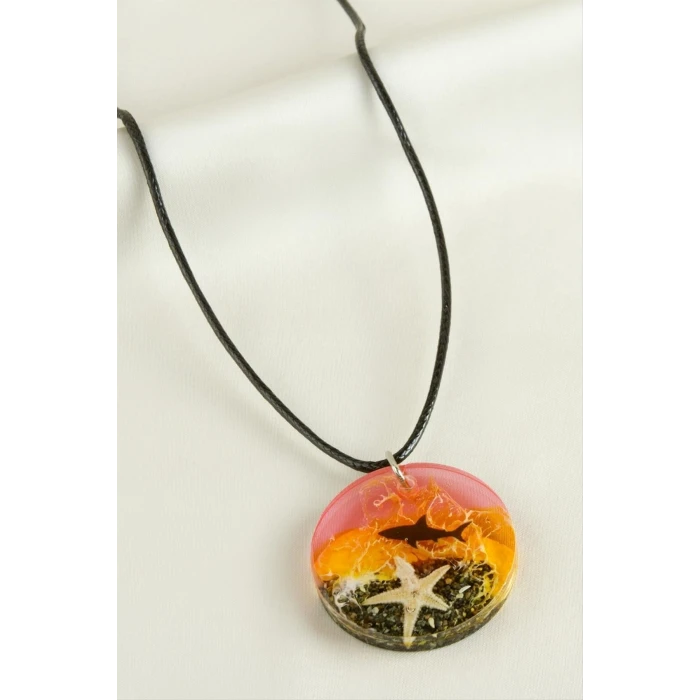 Köpek Balığı Gün Batımı Epoksi Kolye