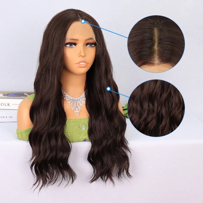 Koyu Kahverengi Dalgalı Tül Peruk
