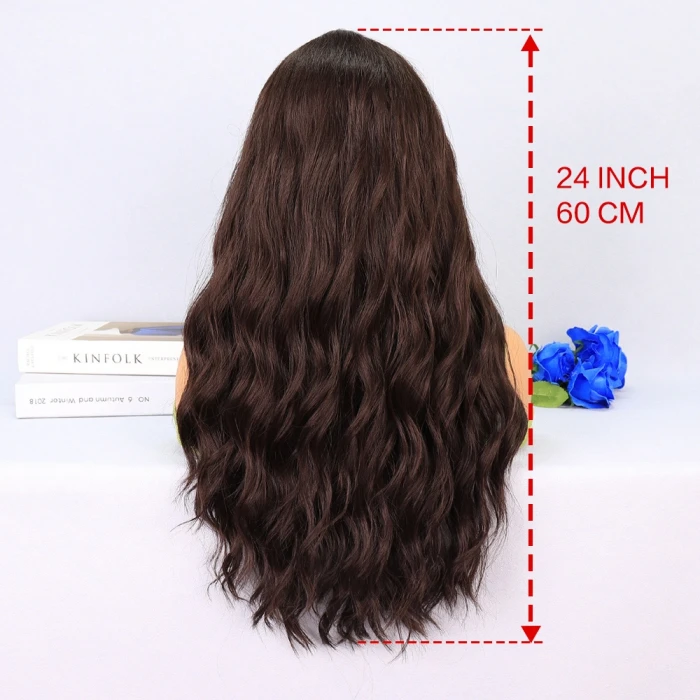 Koyu Kahverengi Dalgalı Tül Peruk