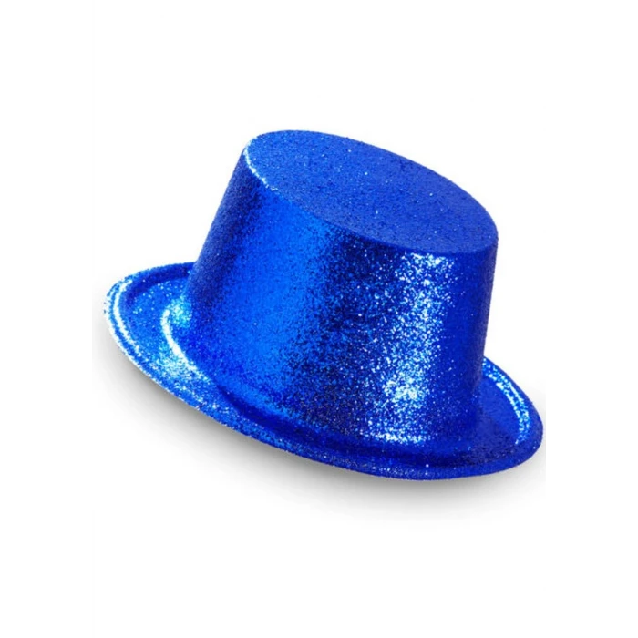 Koyu Mavi Renk Uzun Plastik Simli Parti Şapkası