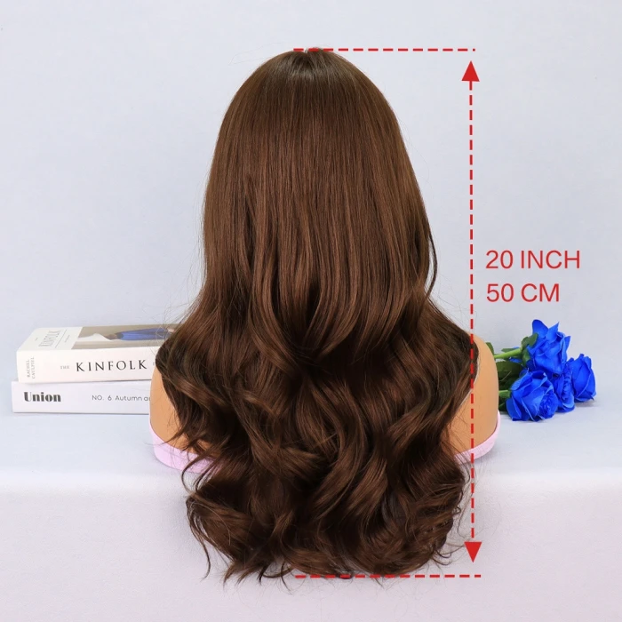 Kumral Önlerde Platin Işıltılı Dalgalı Tül Peruk