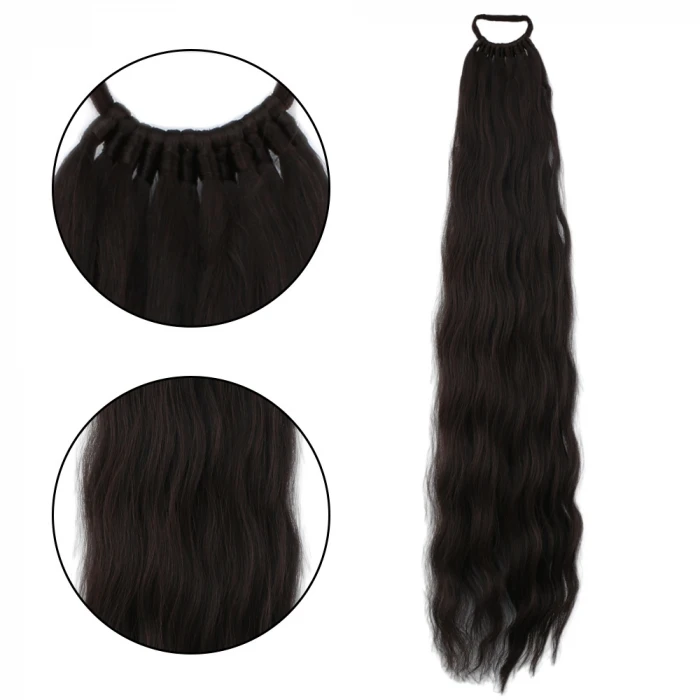 Lastik Tokalı At Kuyruğu Su Dalgalı - Kızıl Kahve