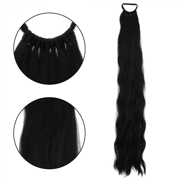 Lastik Tokalı At Kuyruğu Su Dalgalı  - Siyah