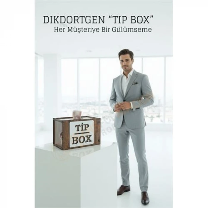 Lazer Kesim Ahşap Tip Box – Bahşiş Kutusu | 21x12x13  cm Dekoratif Kutu