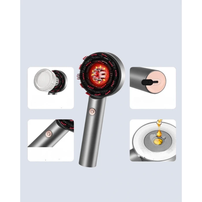 Led Teknolojili Elektrikli Saç Masaj Fırçası Mikro Akımlı