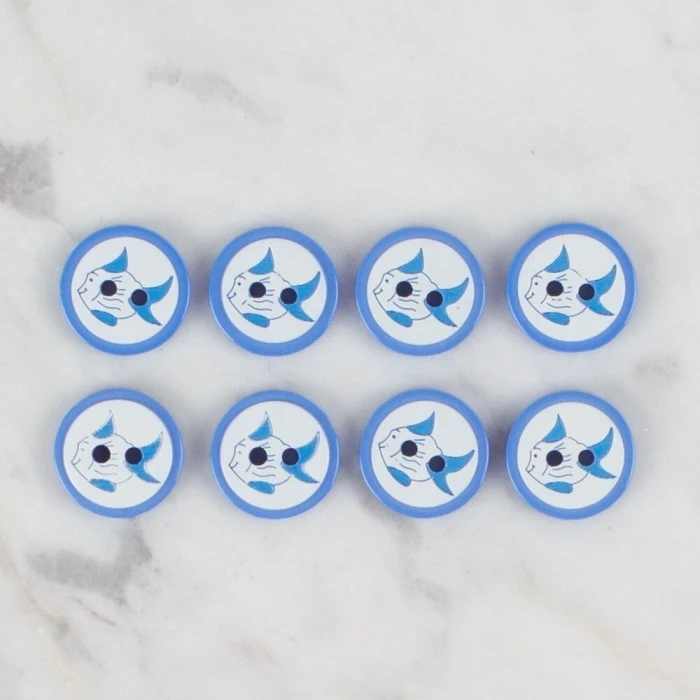 Loren Crafts koyu mavi 8 li balık düğme - 576