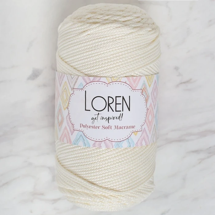 Loren Polyester Soft Macrame Krem El Örgü İpi - LM003 - 34427
