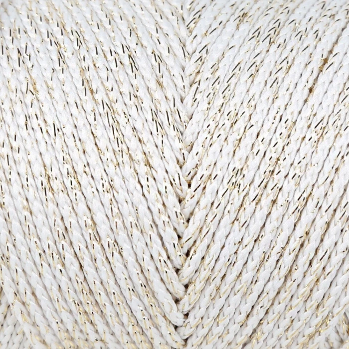 Loren Soft Star Makrome İpi Sarı Simli Krem RM103