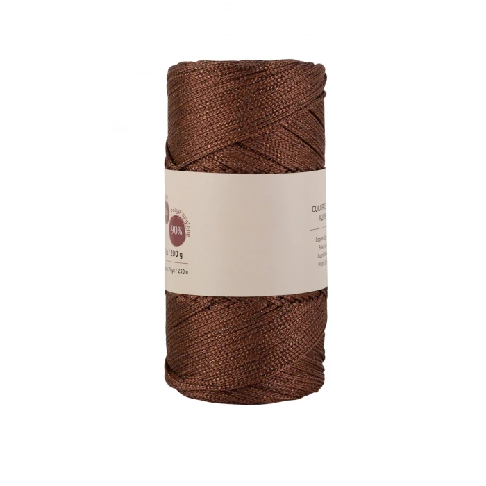 Makrome İpi 3mm  Polyester Kahve Simli