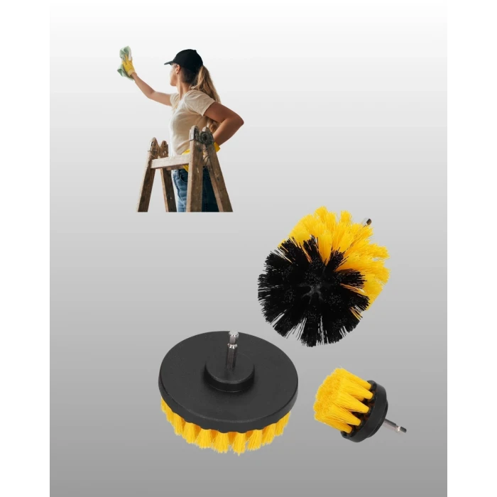 Matkap Uyumlu Temizlik Fırçası Seti 3’lü Çok Amaçlı