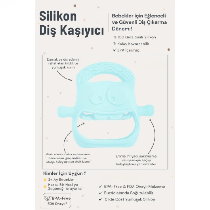 Mavi Bebek Silikon Diş Kaşıyıcı