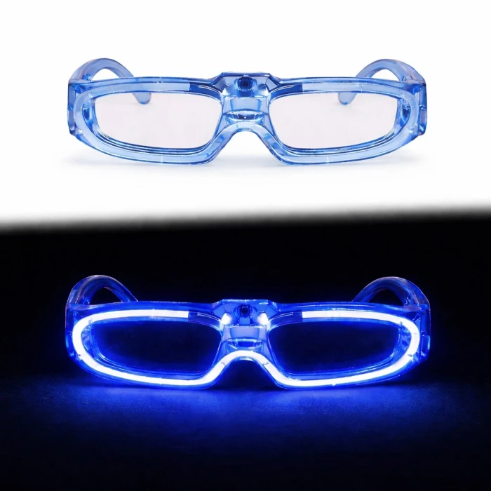 Mavi LED Işıklı Parti Gözlüğü - 3 Modlu